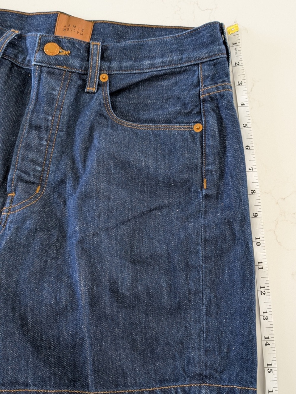 JAMIE HALLER The Tailor Short Indigo Denim Shorts Size 26 Made In USA $380 NWT - Picture 11 of 12